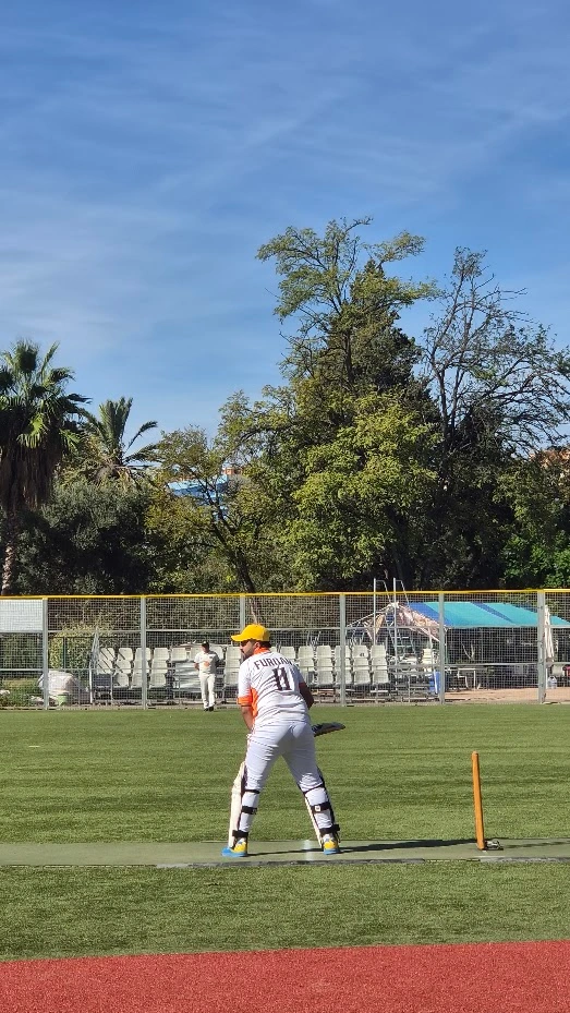 Batsman at the crease at the Valencia ground